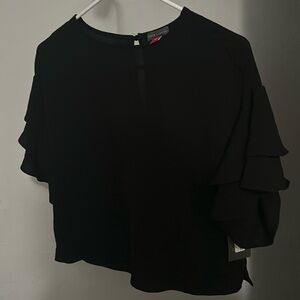Black Vince Camuto flutter sleeve blouse